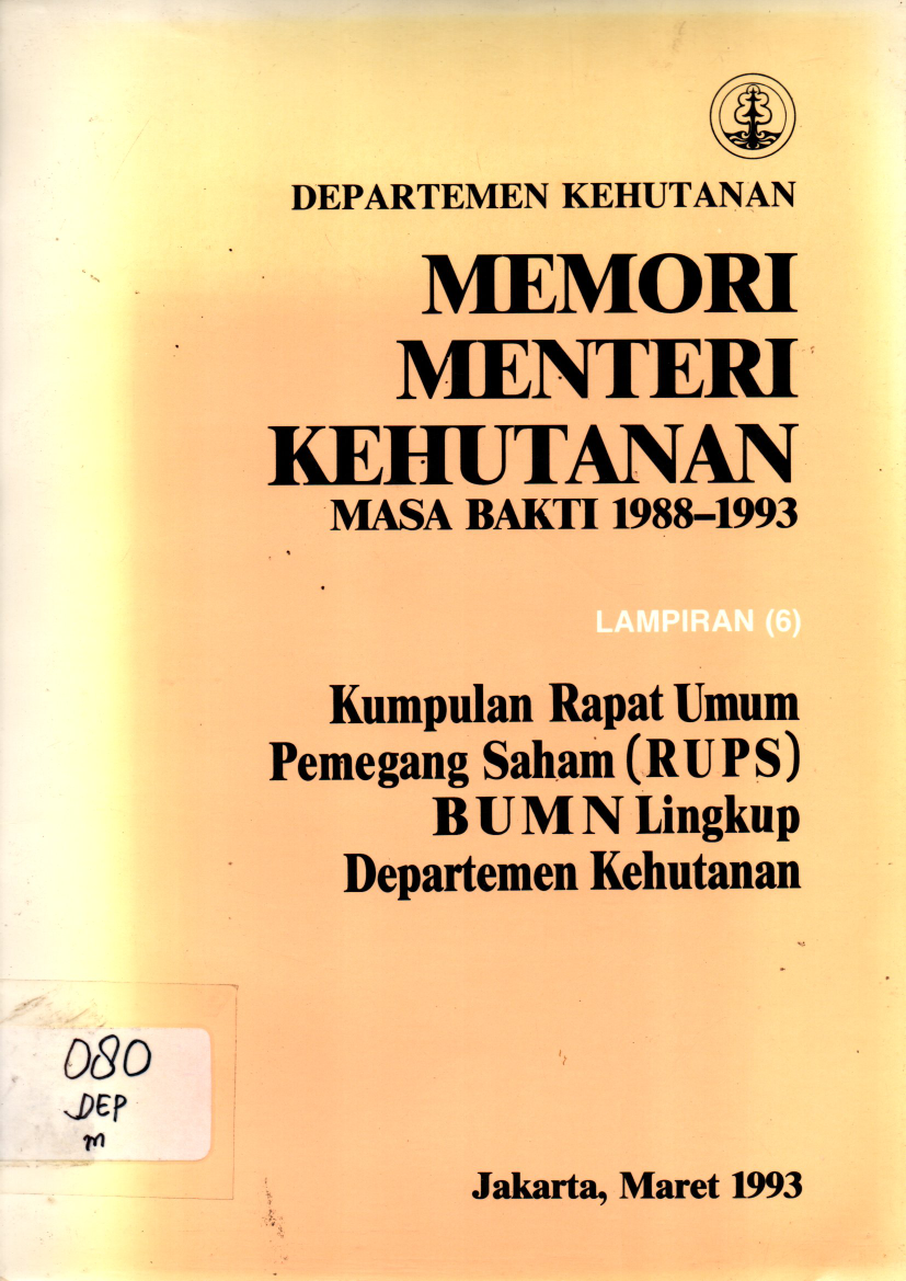 Memori Menteri Kehutanan Masa Bakti 1988-1993 Lampiran 6