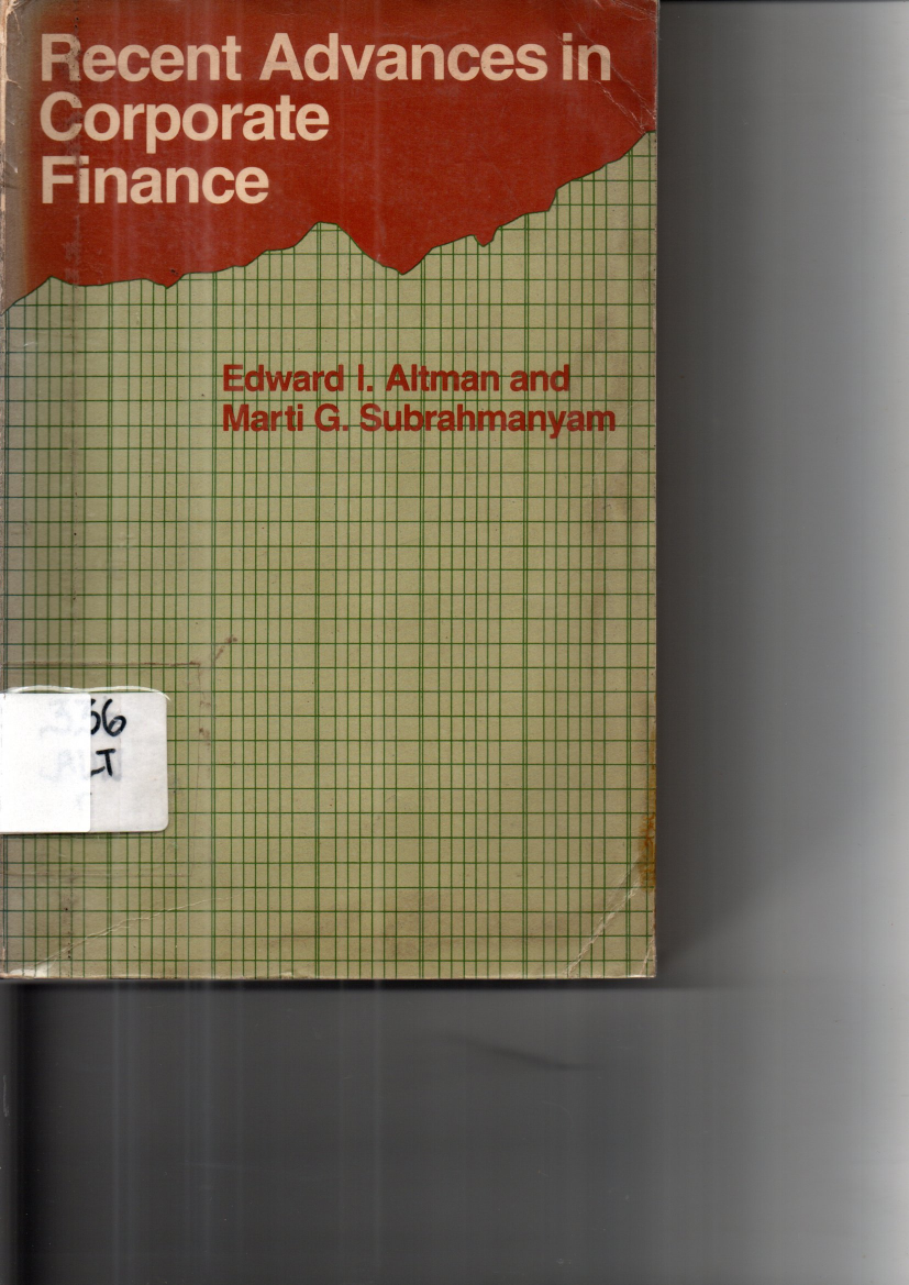 Recent Advances In Corporate Finance