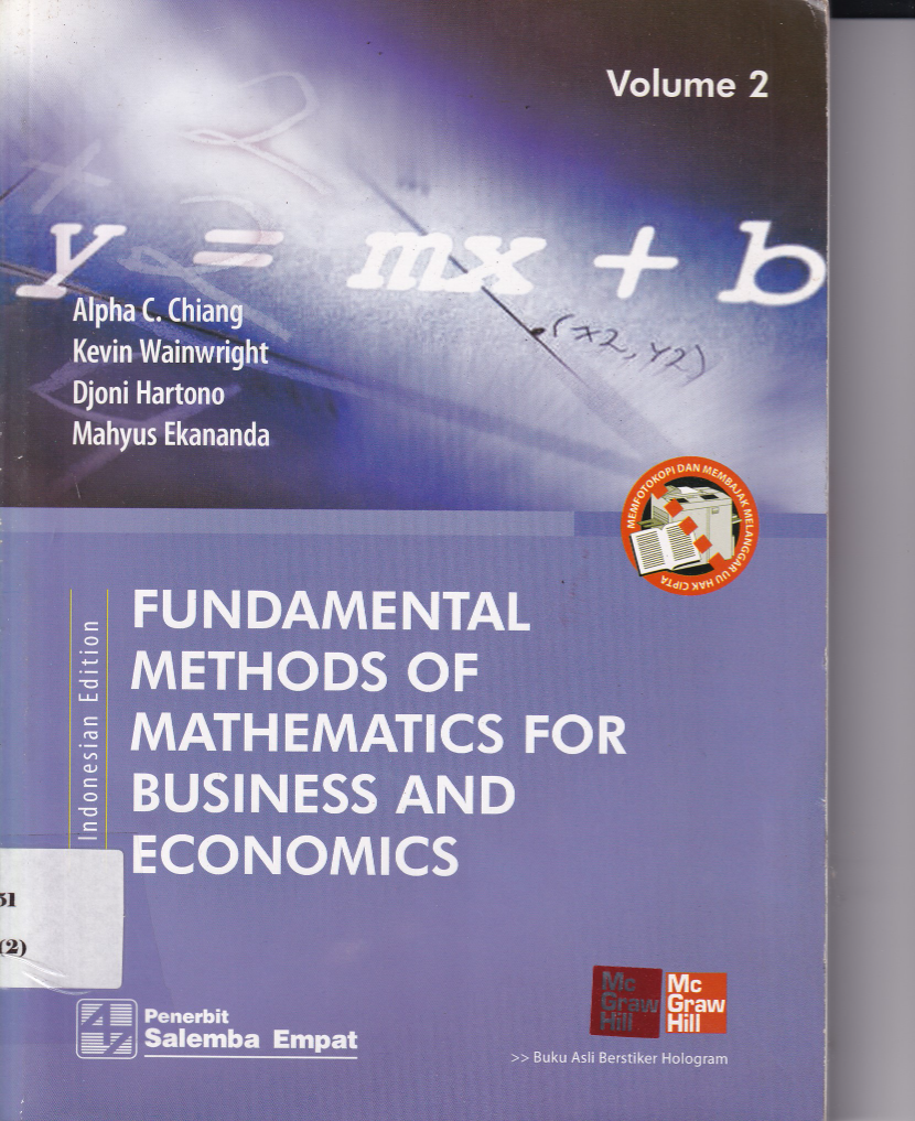 Fundamental Methods Of Mathematics For Business and Economics Volume 2