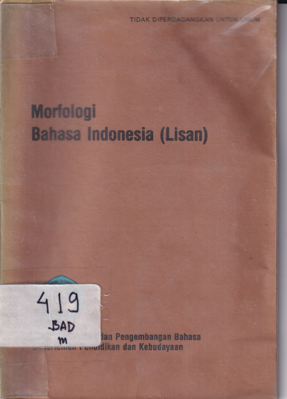 Morfologi Bahasa Indonesia (lisan)