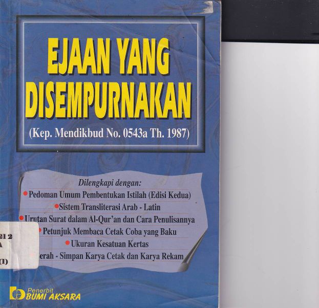 Ejaan Yang di Sempurnakan (Kep. Mendikbud No. 0543a Th. 1987)