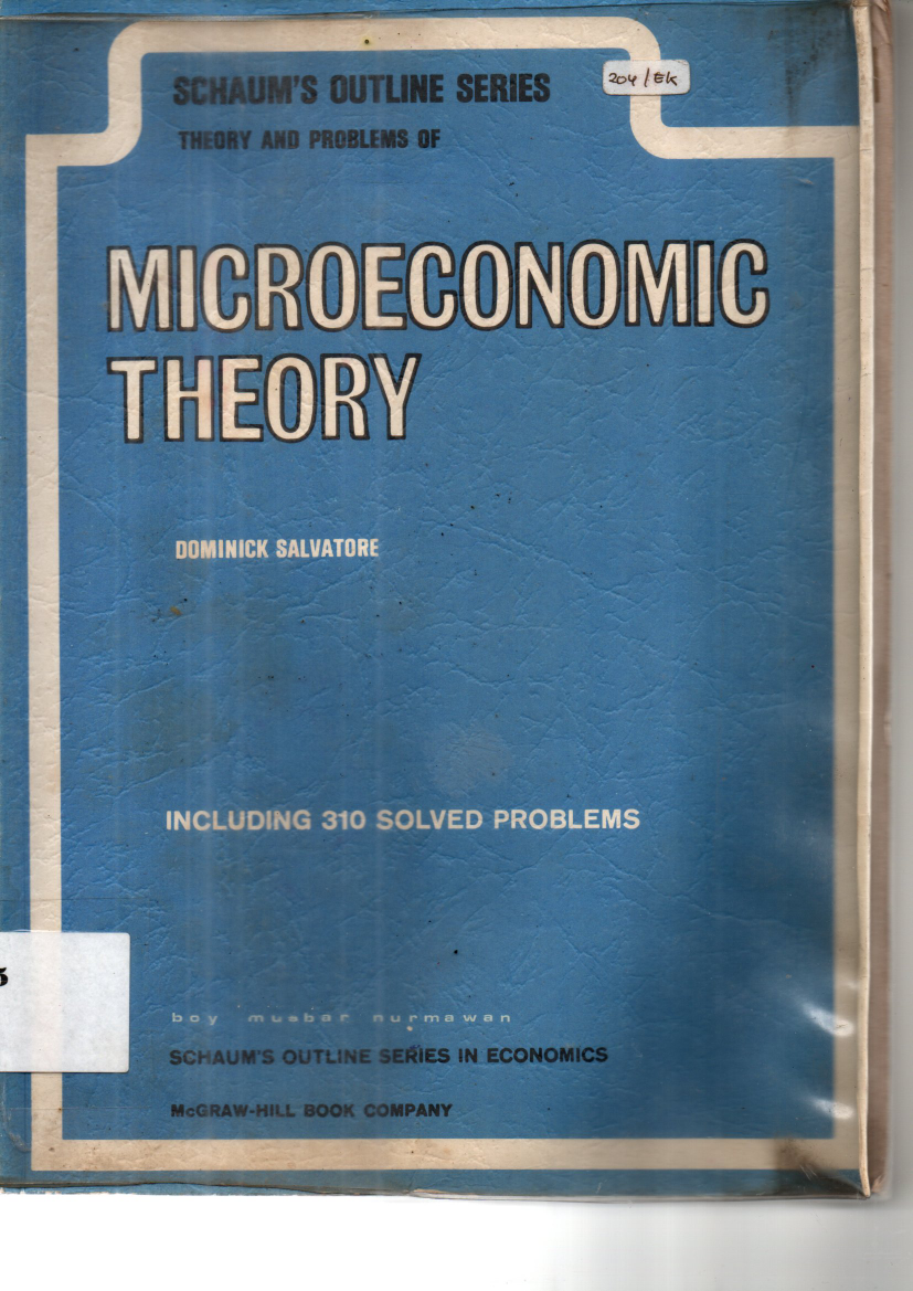 Theory And Problems Of Micreconomic Theory